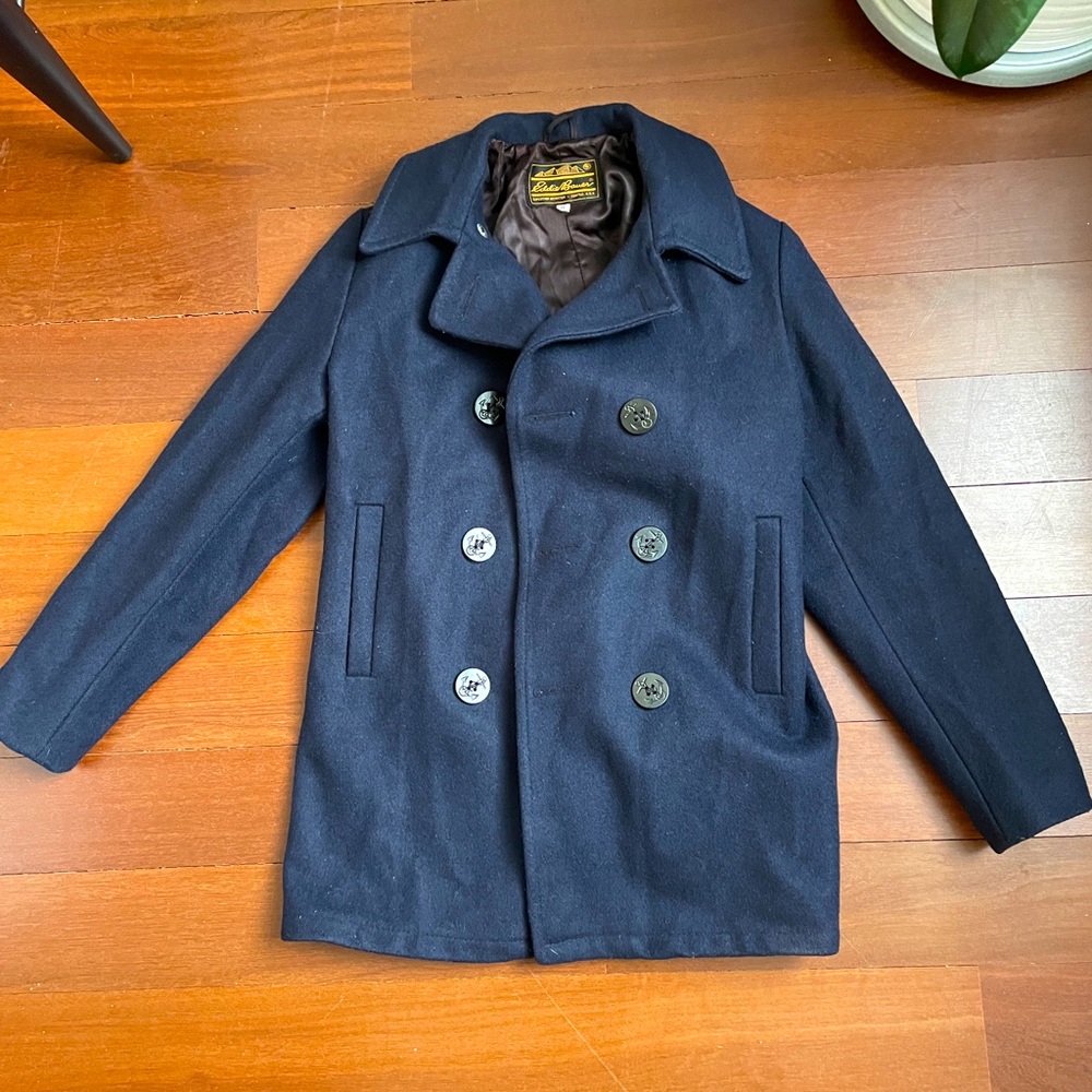 Vintage Eddie Bauer double breasted navy blue Pea coat women’s small / medium